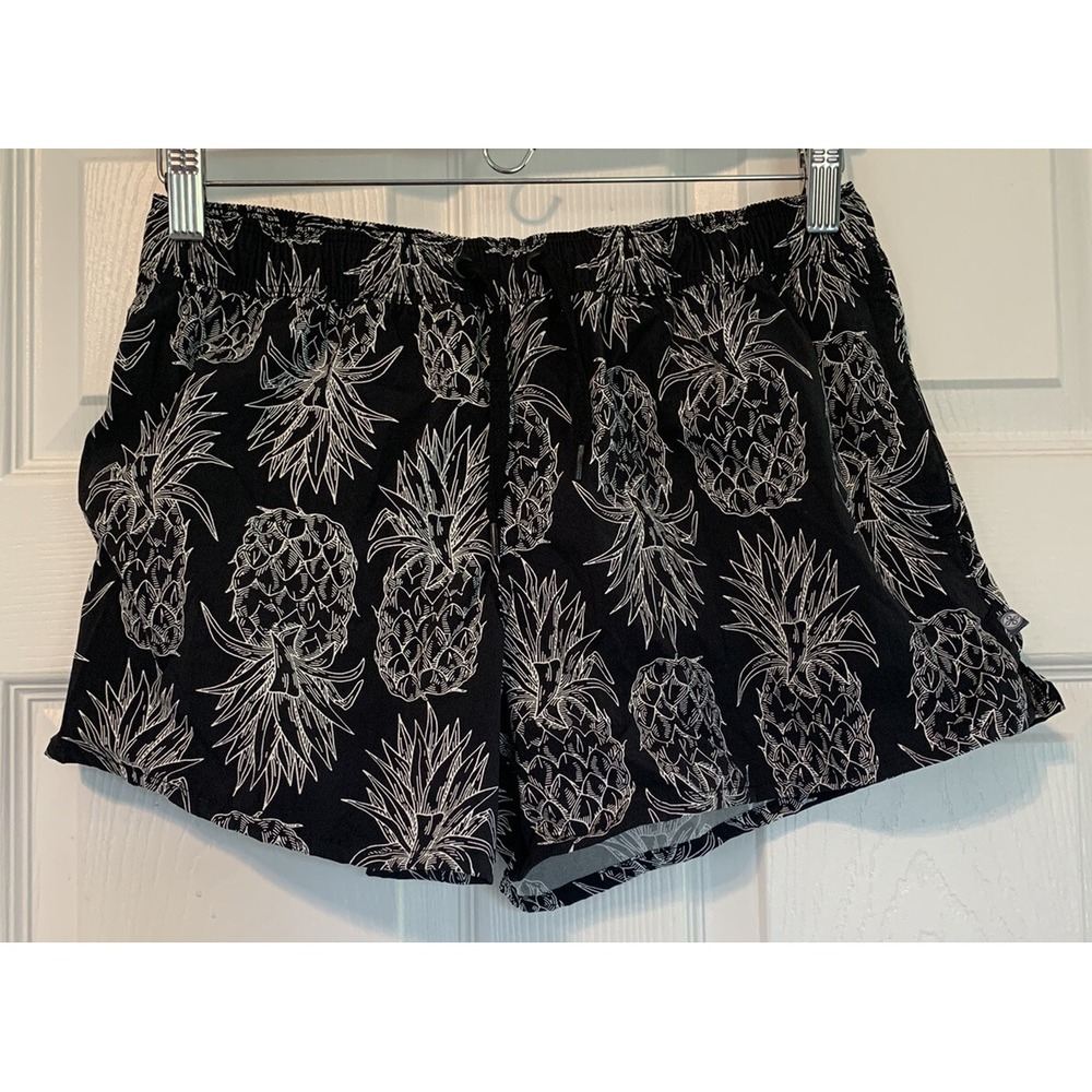 Lauren James Printed Shorts Black With White Pineapple Print Size Small